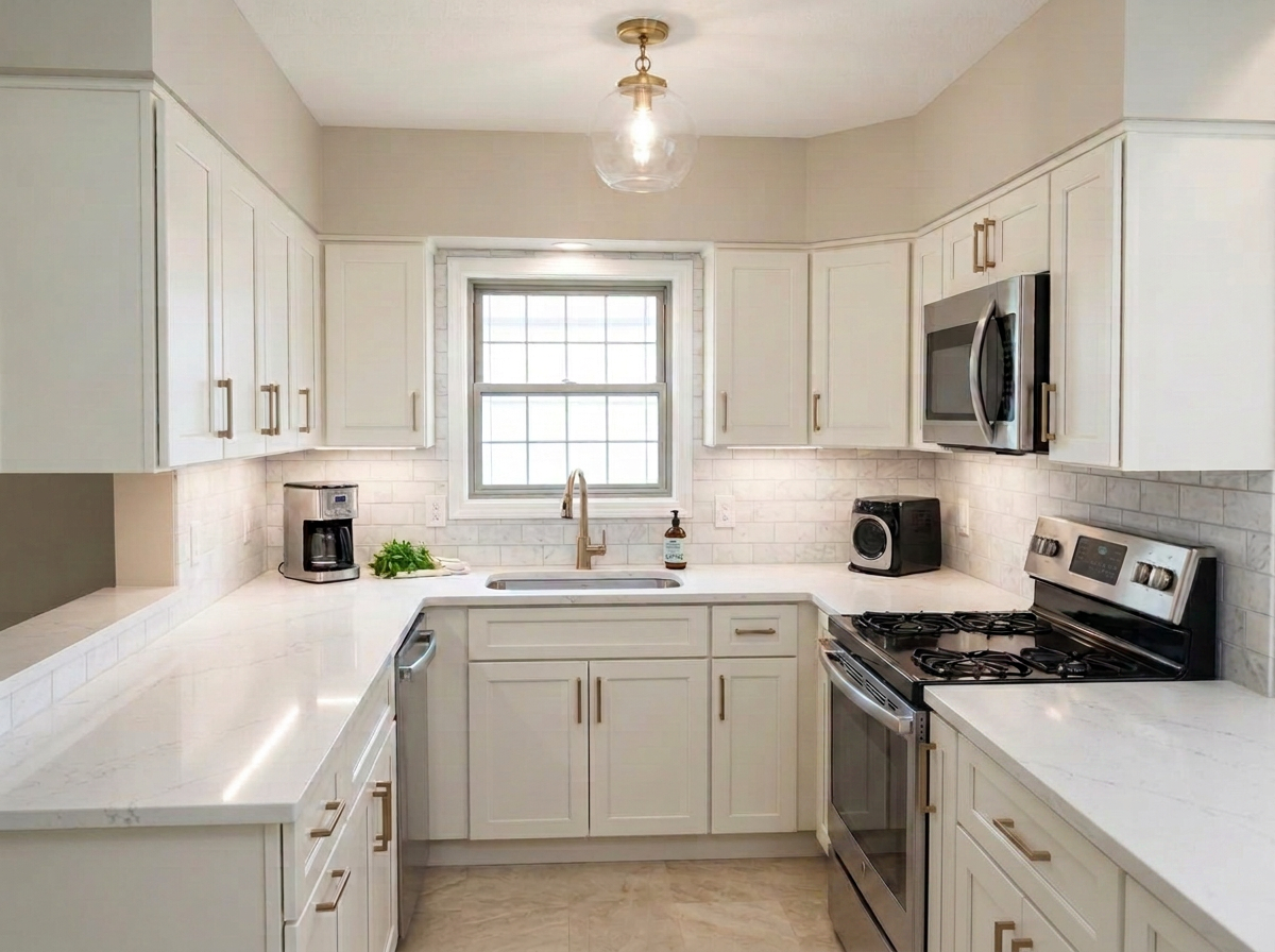After — Weston open-concept navy kitchen