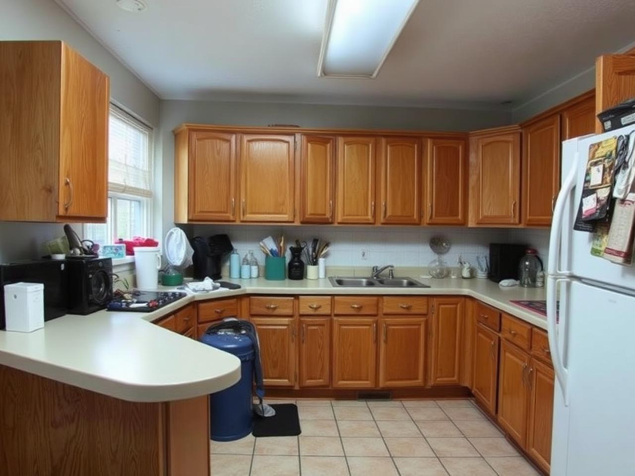 Before — Davie oak-cabinet kitchen renovation